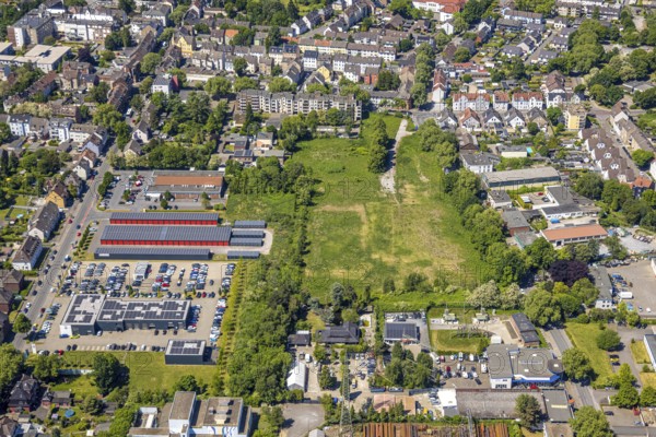 Aerial view, Engelbertstraße meadow open space, former Ewald colliery site, Resse, Gelsenkirchen, Ruhr area, North Rhine-Westphalia, Germany