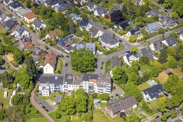 Aerial view, Kentroper Weg residential area and tree in Windthorststraße turning circle, centre, Hamm, Ruhr area, North Rhine-Westphalia, Germany