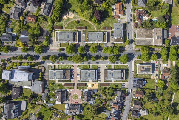 Aerial view, Lippestrasse development area, green roof, Hamm, Ruhr area, North Rhine-Westphalia, Germany