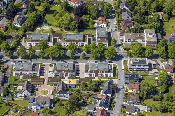 Aerial view, Lippestrasse development area, green roof, Hamm, Ruhr area, North Rhine-Westphalia, Germany