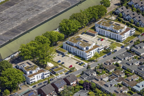 Aerial view, Schützenstraße development area, green roof, Hamm, Ruhr area, North Rhine-Westphalia, Germany