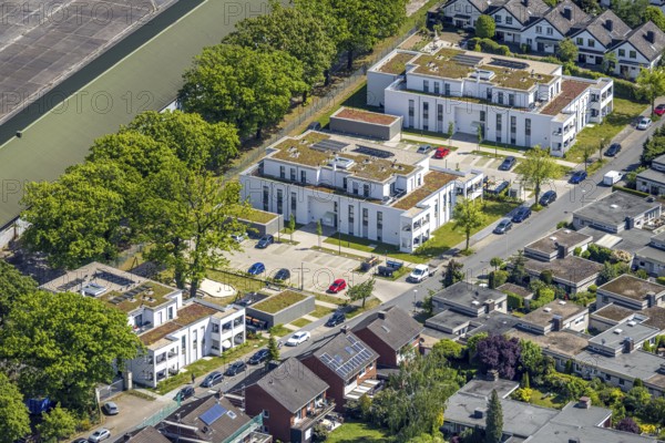 Aerial view, Schützenstraße development area, green roof, Hamm, Ruhr area, North Rhine-Westphalia, Germany