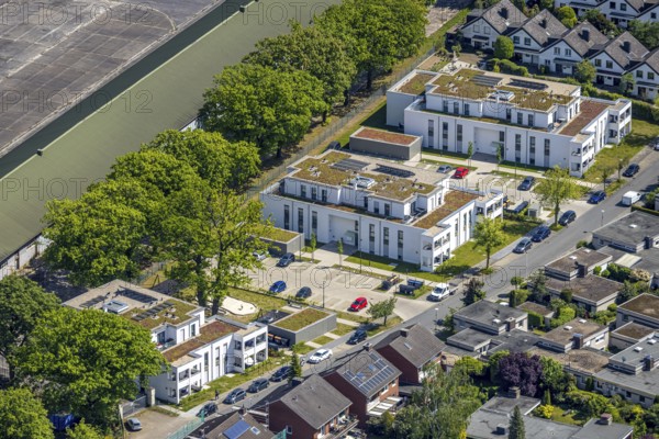 Aerial view, Schützenstraße development area, green roof, Hamm, Ruhr area, North Rhine-Westphalia, Germany