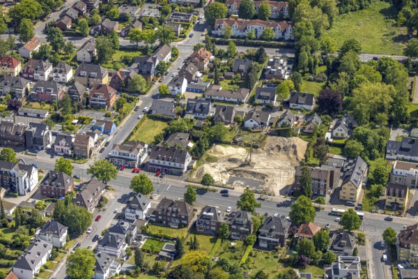 Aerial view, construction site Ostenallee corner Fasanenstraße, Uentrop, Hamm, Ruhr area, North Rhine-Westphalia, Germany