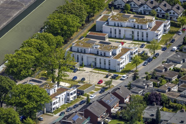 Aerial view, Schützenstraße development area, green roof, Hamm, Ruhr area, North Rhine-Westphalia, Germany