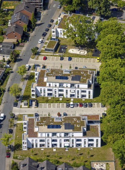 Aerial view, Schützenstraße development area, green roof, Hamm, Ruhr area, North Rhine-Westphalia, Germany
