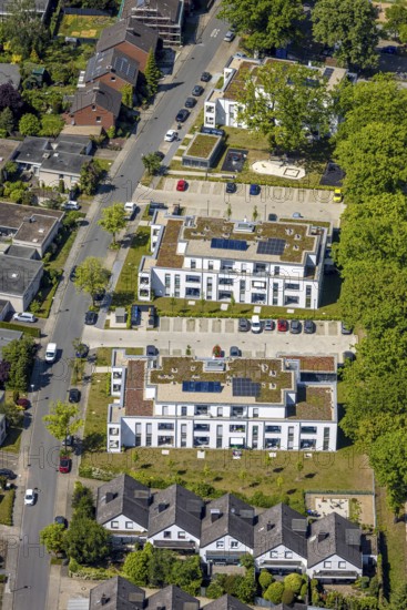 Aerial view, Schützenstraße development area, green roof, Hamm, Ruhr area, North Rhine-Westphalia, Germany
