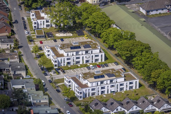 Aerial view, Schützenstraße development area, green roof, Hamm, Ruhr area, North Rhine-Westphalia, Germany