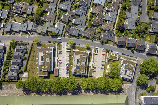 Aerial view, Schützenstraße development area, green roof, Hamm, Ruhr area, North Rhine-Westphalia, Germany