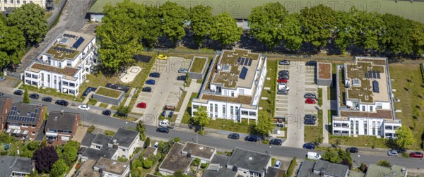 Aerial view, Schützenstraße development area, green roof, Hamm, Ruhr area, North Rhine-Westphalia, Germany