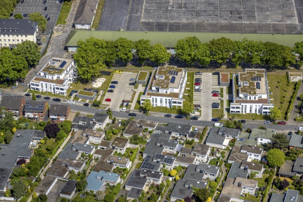 Aerial view, Schützenstraße development area, green roof, Hamm, Ruhr area, North Rhine-Westphalia, Germany