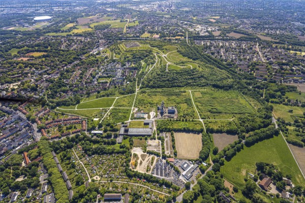 Aerial view, Hugo/Consol Consolidation colliery with winding tower, Devesestraße, commercial and cultural use, Buer, Gelsenkirchen, Ruhr area, North Rhine-Westphalia, Germany