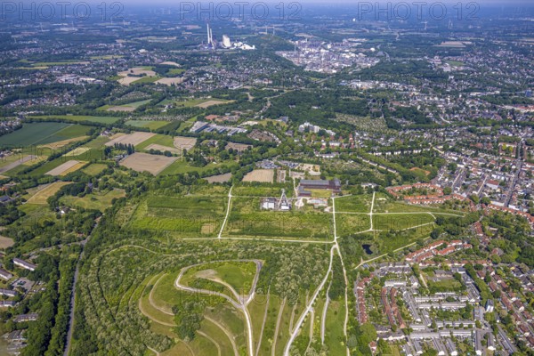 Aerial view, Hugo/Consol Consolidation colliery with winding tower, Devesestraße, commercial and cultural use, Buer, Gelsenkirchen, Ruhr area, North Rhine-Westphalia, Germany