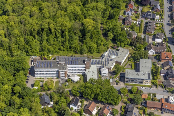 Aerial view, residential area with St Stephanus retirement home, Heessen district, Hamm, Ruhr area, North Rhine-Westphalia, Germany