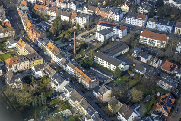 Aerial view, residential area with apartment blocks on Kentroper Weg, Sundermann chimney, bar association building, centre, Hamm, Ruhr area, North Rhine-Westphalia, Germany