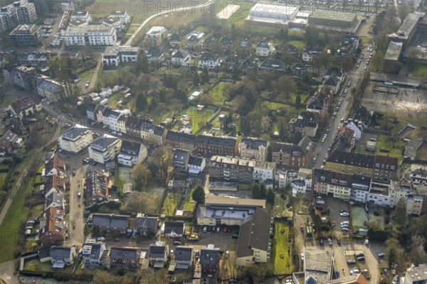 Aerial view, residential area with apartment blocks on Kentroper Weg, gardens, centre, Hamm, Ruhr area, North Rhine-Westphalia, Germany