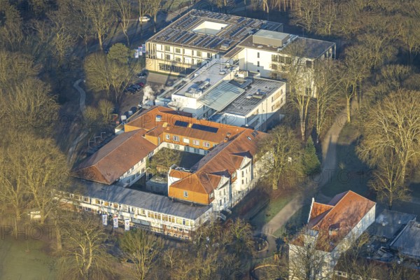 Aerial view, Clinic for Manual Therapy, MVZ Prof. Dr Uhlenbrock and Partner Radiology, Hamm spa garden site, Uentrop, Hamm, Ruhr area, North Rhine-Westphalia, Germany