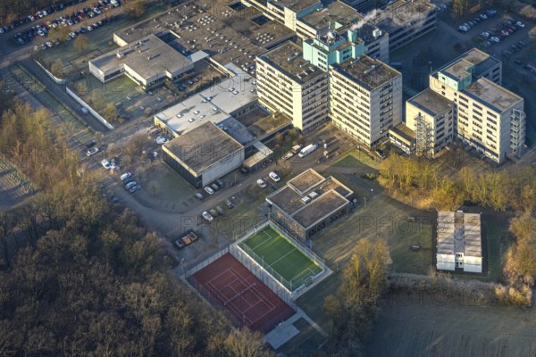 Aerial view, Berufsförderungswerk Hamm educational institution, Berufsförderungswerk - new day care centre coming in, Rhynern district, Hamm, Ruhr area, North Rhine-Westphalia, Germany