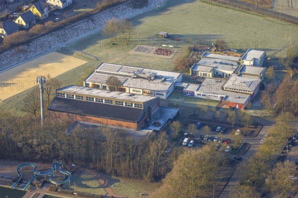 Aerial view, sports facility HSC club centre and Franz-Voß-Halle, Am Südbad, Rhynern district, Hamm, Ruhr area, North Rhine-Westphalia, Germany