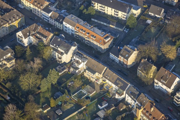 Aerial view, housing estate residential area multi-family houses at Kentroper Weg 20-40, centre, Hamm, Ruhr area, North Rhine-Westphalia, Germany