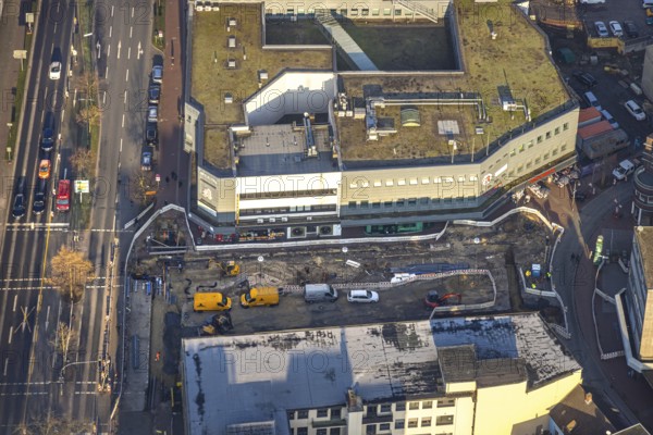 Aerial view, construction site Westentor am City-Center, federal road 63 Westring, centre, Hamm, Ruhr area, North Rhine-Westphalia, Germany