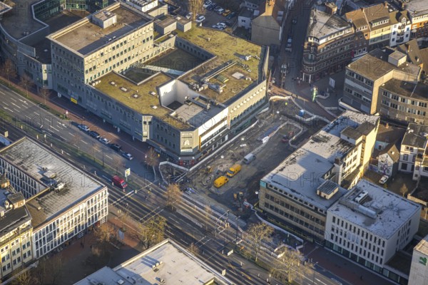 Aerial view, construction site Westentor am City-Center, federal road 63 Westring, centre, Hamm, Ruhr area, North Rhine-Westphalia, Germany