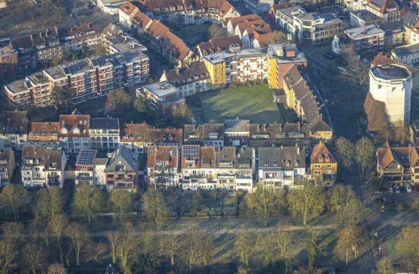 Aerial view, residential complex Widumstraße corner Ostenwall, green interior space, centre, Hamm, Ruhr area, North Rhine-Westphalia, Germany