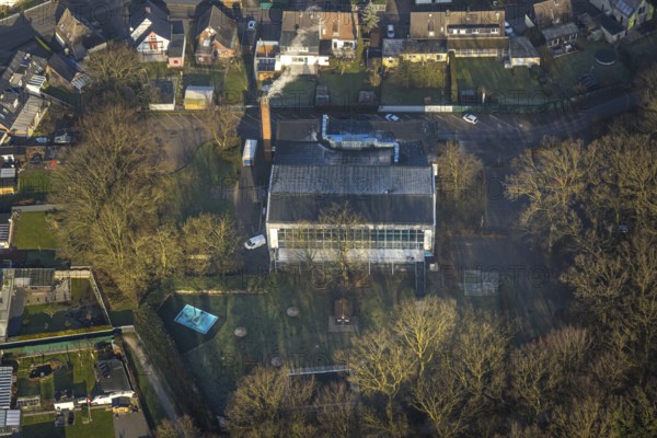 Aerial view, Sport-Aquarium Bockum Hövel, indoor and outdoor swimming pool, Bockum-Hövel, Hamm, Ruhr area, North Rhine-Westphalia, Germany