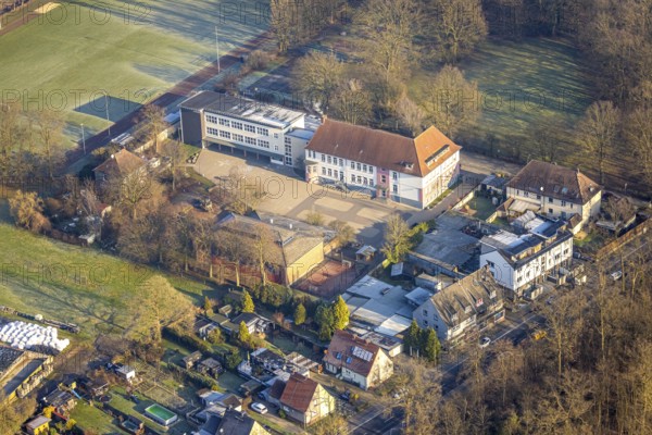 Aerial view, Josefschule with schoolyard, district of Heessen, Hamm, Ruhr area, North Rhine-Westphalia, Germany