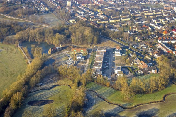 Aerial view, construction site on Schlossstraße, Schlossmühle development area, Heessen district, Hamm, Ruhr area, North Rhine-Westphalia, Germany