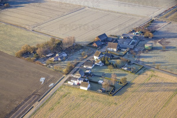 Aerial view, residential area, view of Dreihausen, Scheidingen, city limits of Hamm, Welver, Ruhr area, North Rhine-Westphalia, Germany