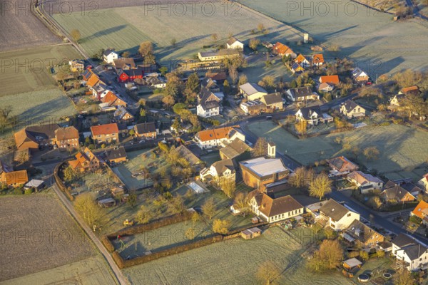 Aerial view, residential area, view of Wambeln district with Christkönig catholic church, Scheidinger Straße, Rhynern district, Hamm, Ruhr area, North Rhine-Westphalia, Germany
