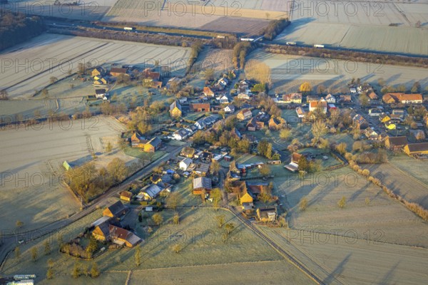 Aerial view, residential area, view of Norddinker district, behind the A2 motorway, Uentrop, Hamm, Ruhr area, North Rhine-Westphalia, Germany