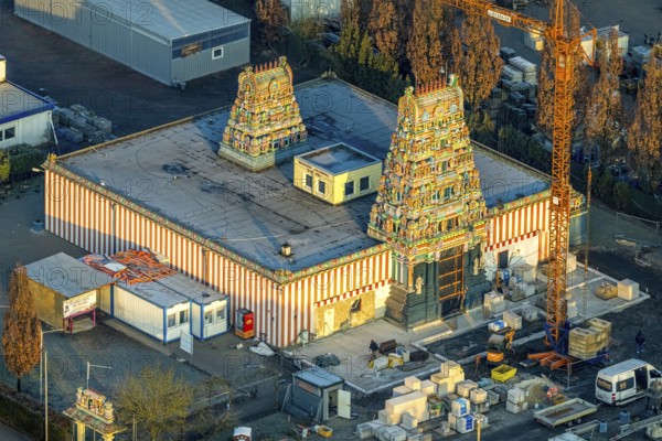 Aerial view, Hindu temple complex, Hindu community in Germany, K.d.ö.R., Uentrop, Hamm, Ruhr area, North Rhine-Westphalia, Germany