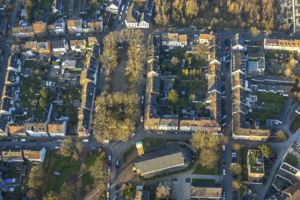 Aerial view, centre, residential area at Viktoriaplatz and St. Josef's Catholic Church, Hamm, Ruhr area, North Rhine-Westphalia, Germany