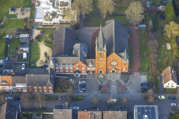 Aerial view, Evangelical Church of Christ, centre, Hamm, Ruhr area, North Rhine-Westphalia, Germany