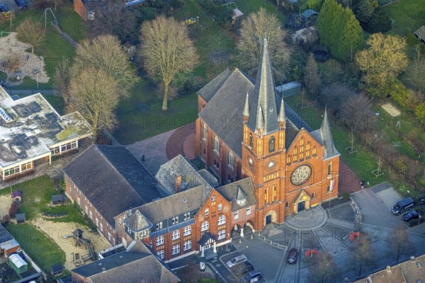 Aerial view, Evangelical Church of Christ, centre, Hamm, Ruhr area, North Rhine-Westphalia, Germany