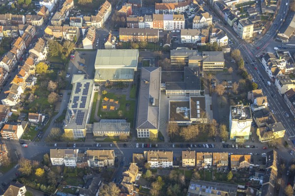 Aerial view, Eduard-Spranger-Berufskolleg and Vorheider Weg bunker, centre, Hamm, Ruhr area, North Rhine-Westphalia, Germany