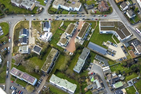 Aerial view, construction site with new housing estate Waldenburger Straße corner Königsberger Straße, district Herringen, Hamm, Ruhr area, North Rhine-Westphalia, Germany