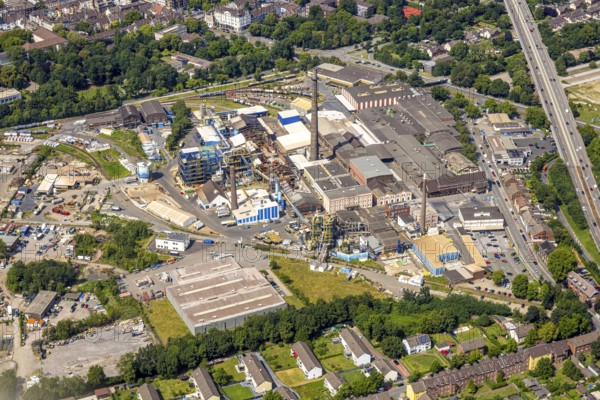Aerial view, Grillo-Werke AG Duisburg with chimney, demolition work, Alt-Hamborn, Duisburg, Ruhr area, North Rhine-Westphalia, Germany, DE, Europe, aerial view, aerial photography, aerial photography, overview, bird's-eye view, overview
