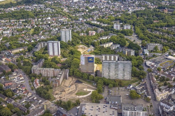 Aerial view, central mosque Duisburg-Marxloh, Marxloh, Duisburg, Ruhr area, North Rhine-Westphalia, Germany, place of worship, DE, Europe, religious community, place of worship, holy place, church, parish, denomination, aerial view, aerial photography, aerial photography, religion, religious site, overview, bird's-eye view, overview