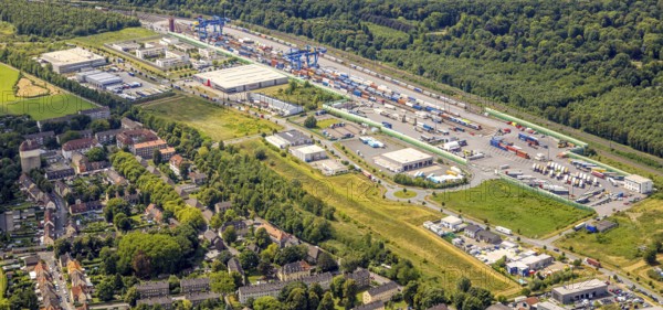 Aerial view, logport III (Drei) Hohenbudberg, Anssems trailer company building, Dahlingstraße terminal, Friemersheim, Duisburg, Ruhr area, North Rhine-Westphalia, Germany