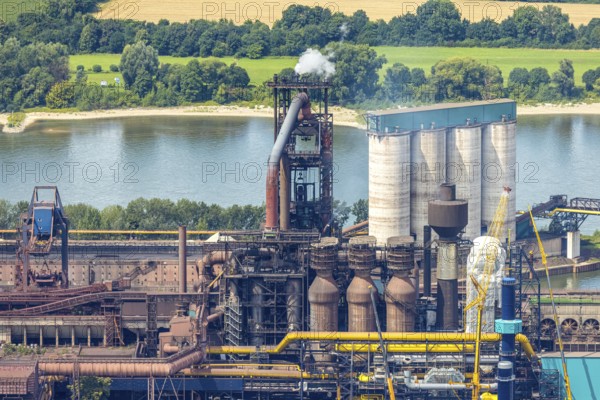 Aerial view, Hüttenwerke Krupp Mannesmann HKM with HKM blast furnace A, partial view, Hüttenheim, Duisburg, Ruhr area, North Rhine-Westphalia, Germany