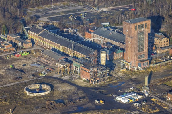 Aerial view, CreativRevier Hamm, hammerhead tower at the former Ost Heinrich Robert colliery, Herringen district, Hamm, Ruhr area, North Rhine-Westphalia, Germany