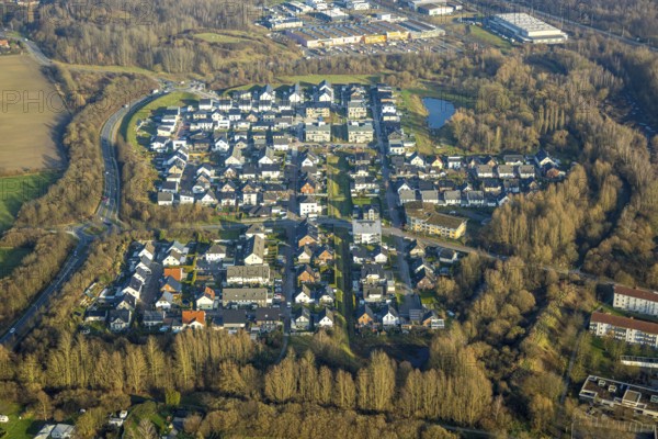 Aerial view, new housing estate on Sachsenring, Heessen district, Hamm, Ruhr area, North Rhine-Westphalia, Germany