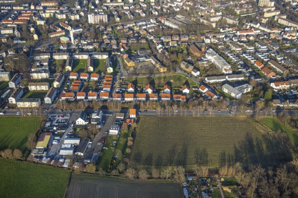 Aerial view, residential area, Daberg district, Dortmunder Straße and Herringer Weg, Herringen district, Hamm, Ruhr area, North Rhine-Westphalia, Germany