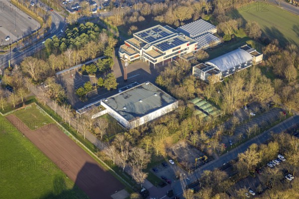 Aerial view, Freiherr-vom-Stein-Gymnasium Hamm, Uentrop, Hamm, Ruhr area, North Rhine-Westphalia, Germany