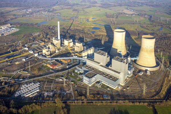 Aerial photo, RWE power plant Westfalen, Uentrop, Hamm, Ruhr area, North Rhine-Westphalia, Germany