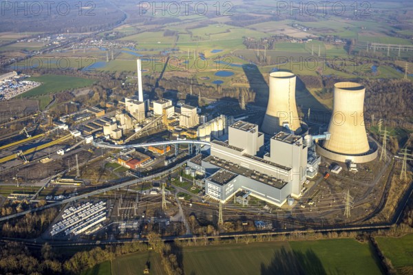 Aerial photo, RWE power plant Westfalen, Uentrop, Hamm, Ruhr area, North Rhine-Westphalia, Germany