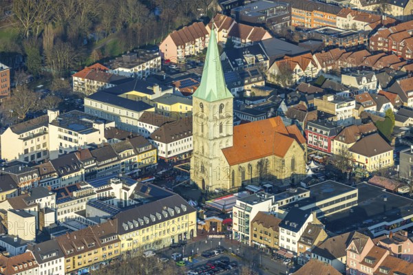 Aerial view, St. Paul's church in the city centre with Christmas market, Mitte, Hamm, Ruhr area, North Rhine-Westphalia, Germany